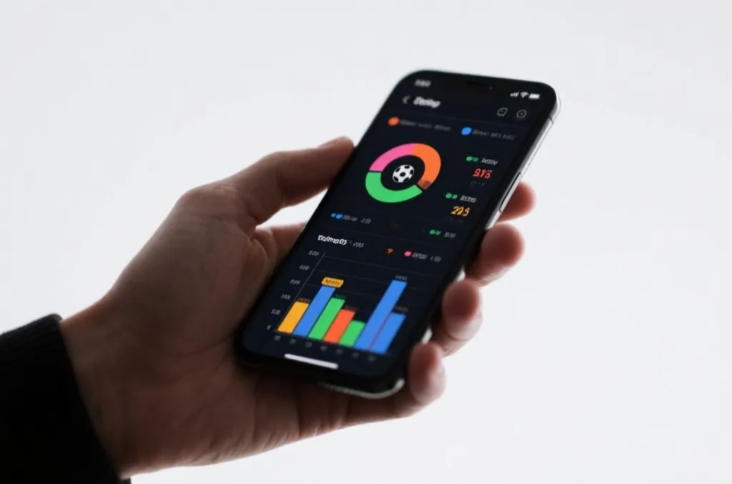 Smartphone displaying detailed live football statistics and match data